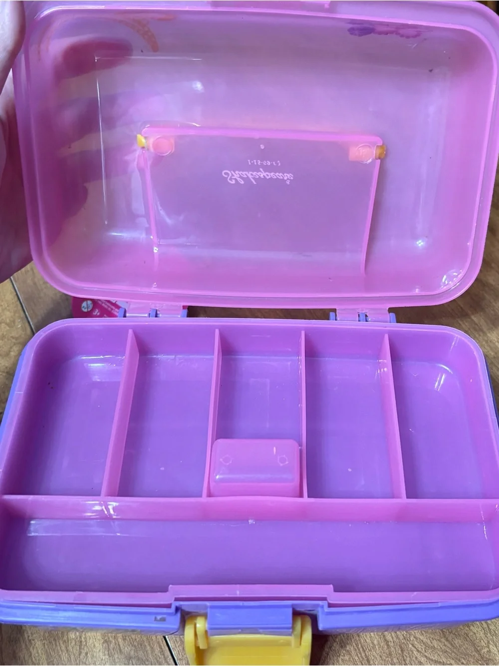 Y2K Barbie Pink and Purple tackle box Case with Yellow handle